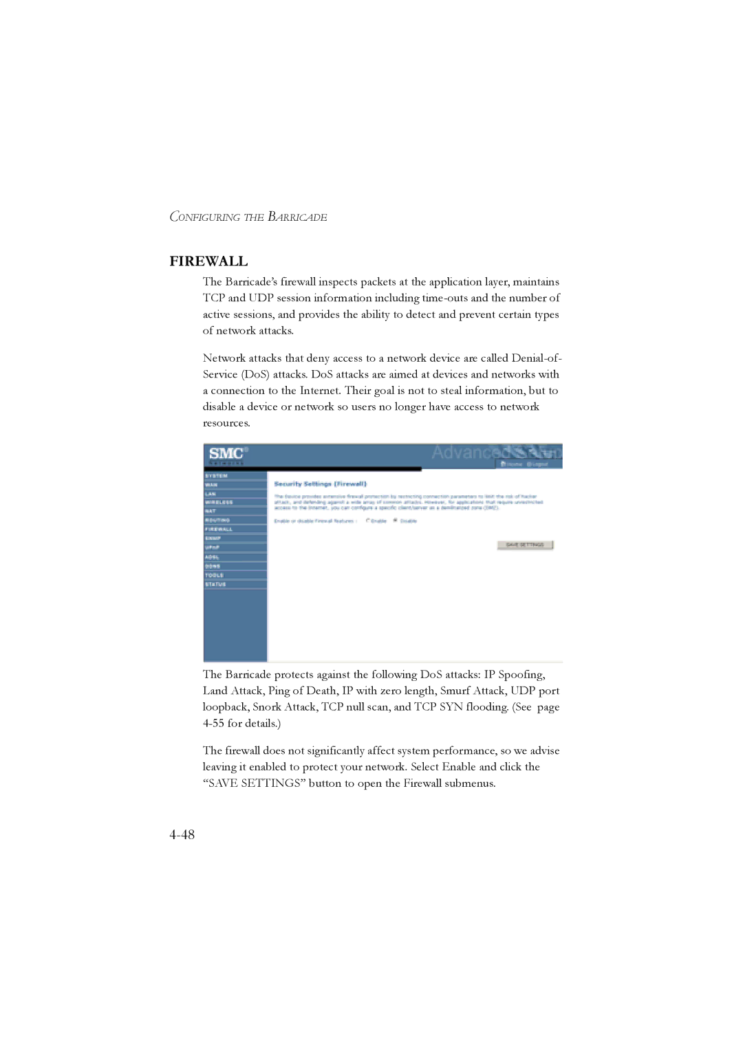 SMC Networks SMC7904WBRA, SMC7904WBRB manual Firewall 