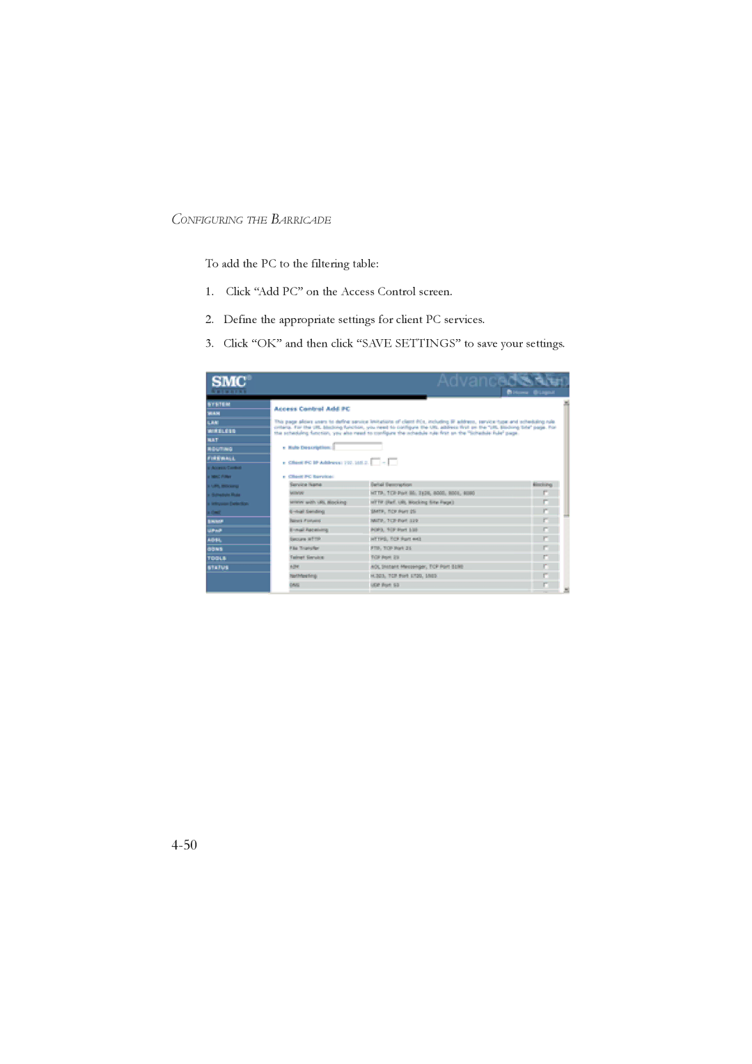 SMC Networks SMC7904WBRA, SMC7904WBRB manual Configuring the Barricade 