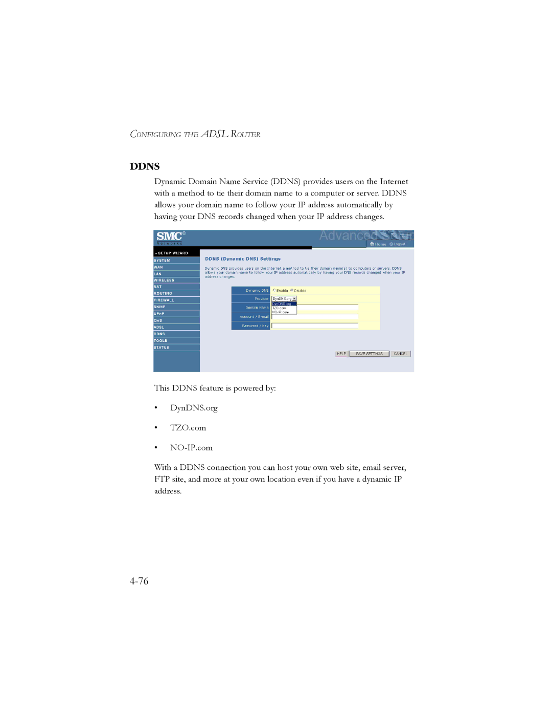 SMC Networks SMC7904WBRA2 manual Ddns 