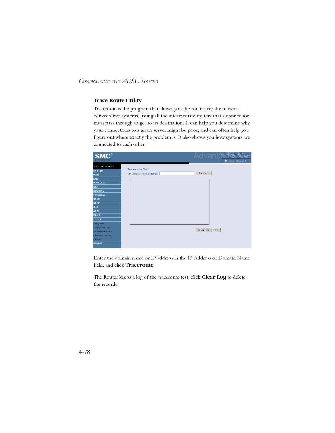 SMC Networks SMC7904WBRA2 manual Trace Route Utility 