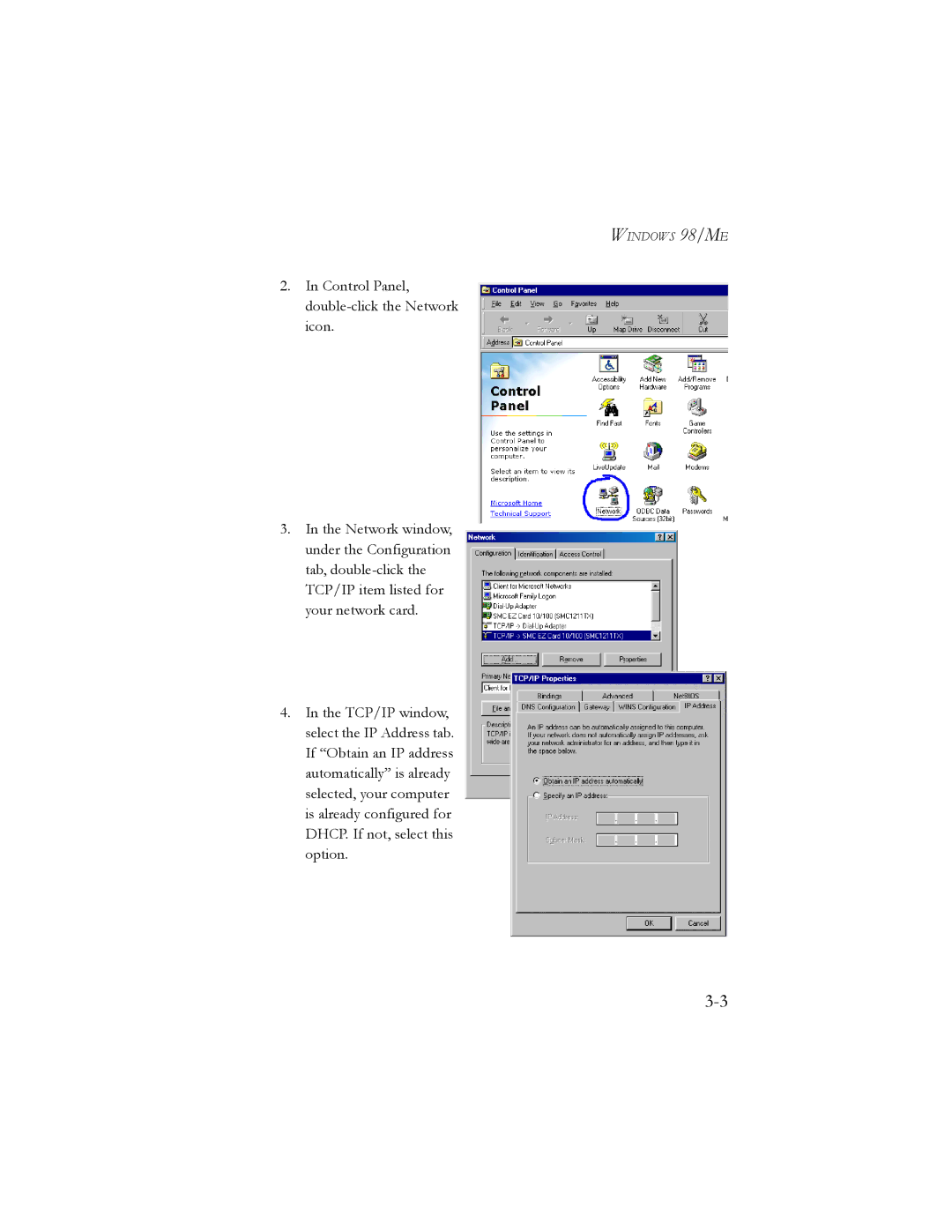 SMC Networks SMC7904WBRA2 manual Windows 98/ME 