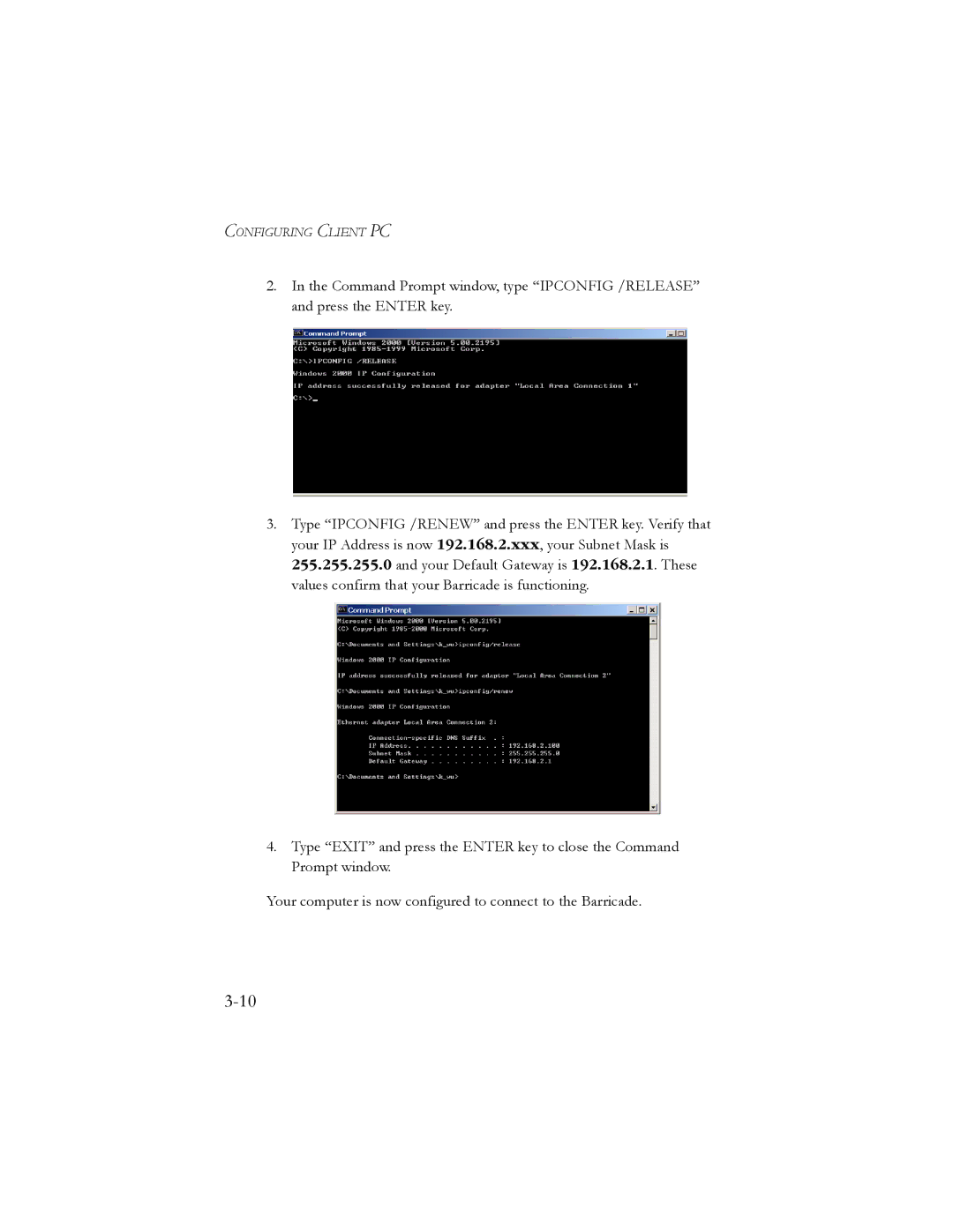 SMC Networks SMC7904WBRA2 manual Configuring Client PC 