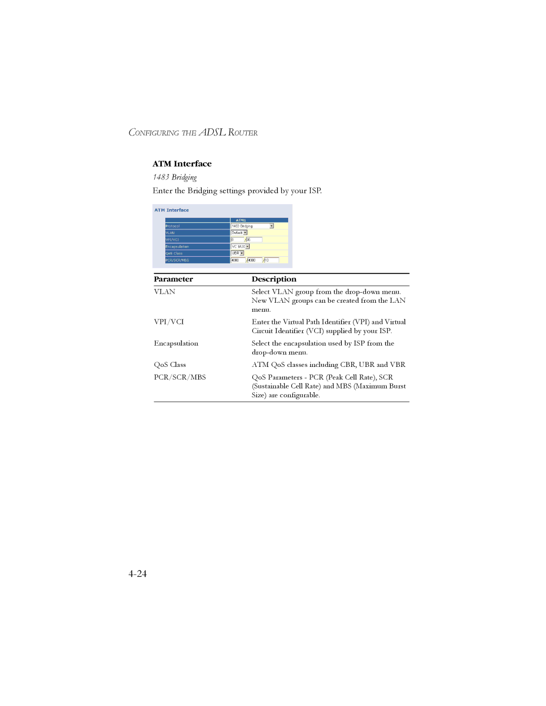 SMC Networks SMC7904WBRA2 manual ATM Interface, Bridging 