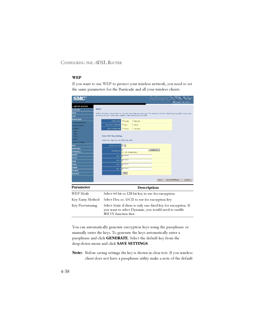 SMC Networks SMC7904WBRA2 manual Wep 