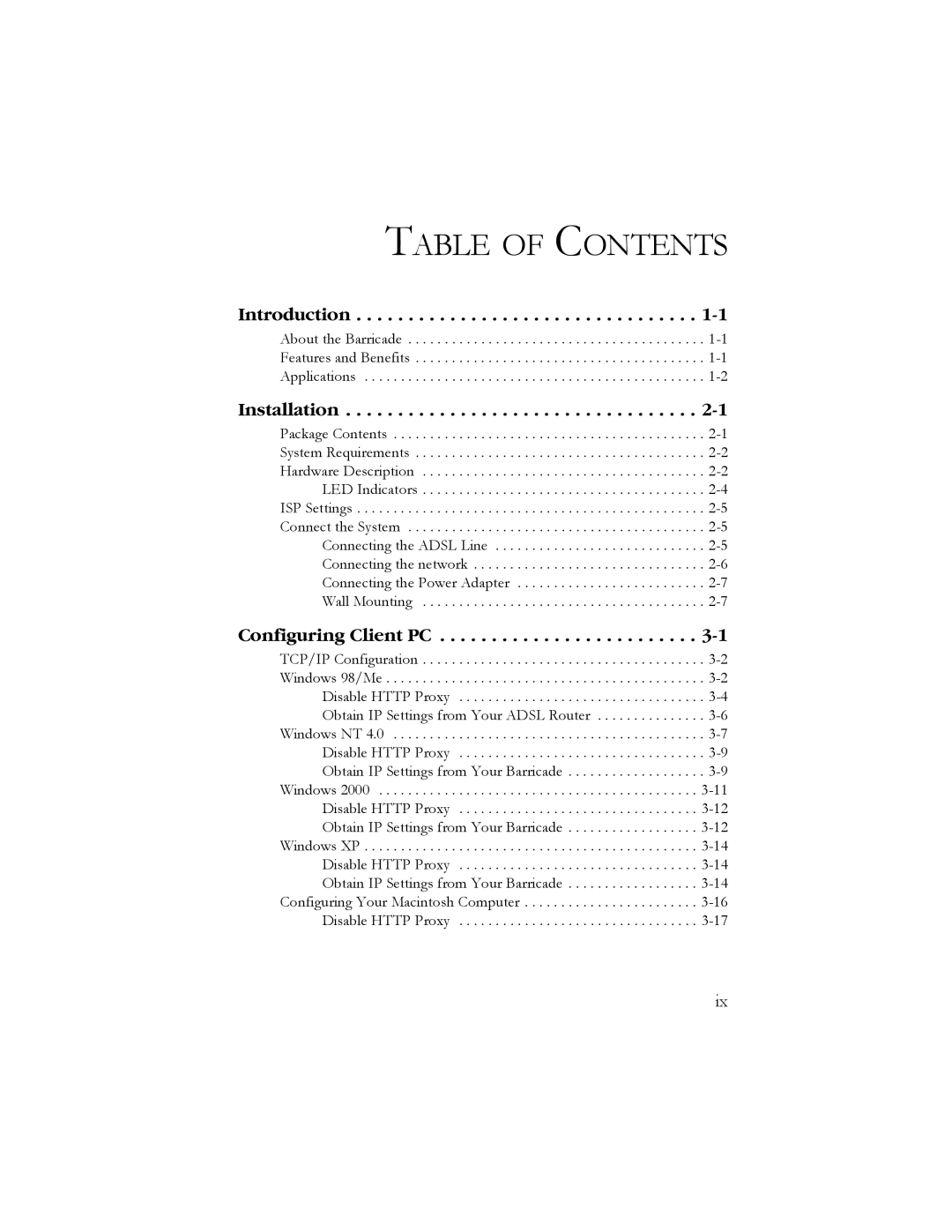 SMC Networks SMC7904WBRA2 manual Table of Contents 