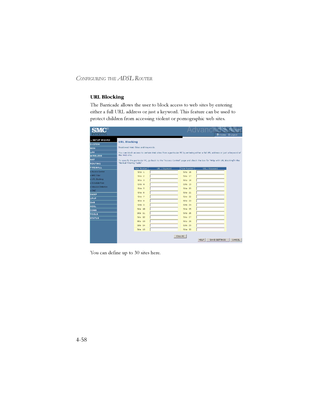 SMC Networks SMC7904WBRA2 manual URL Blocking 