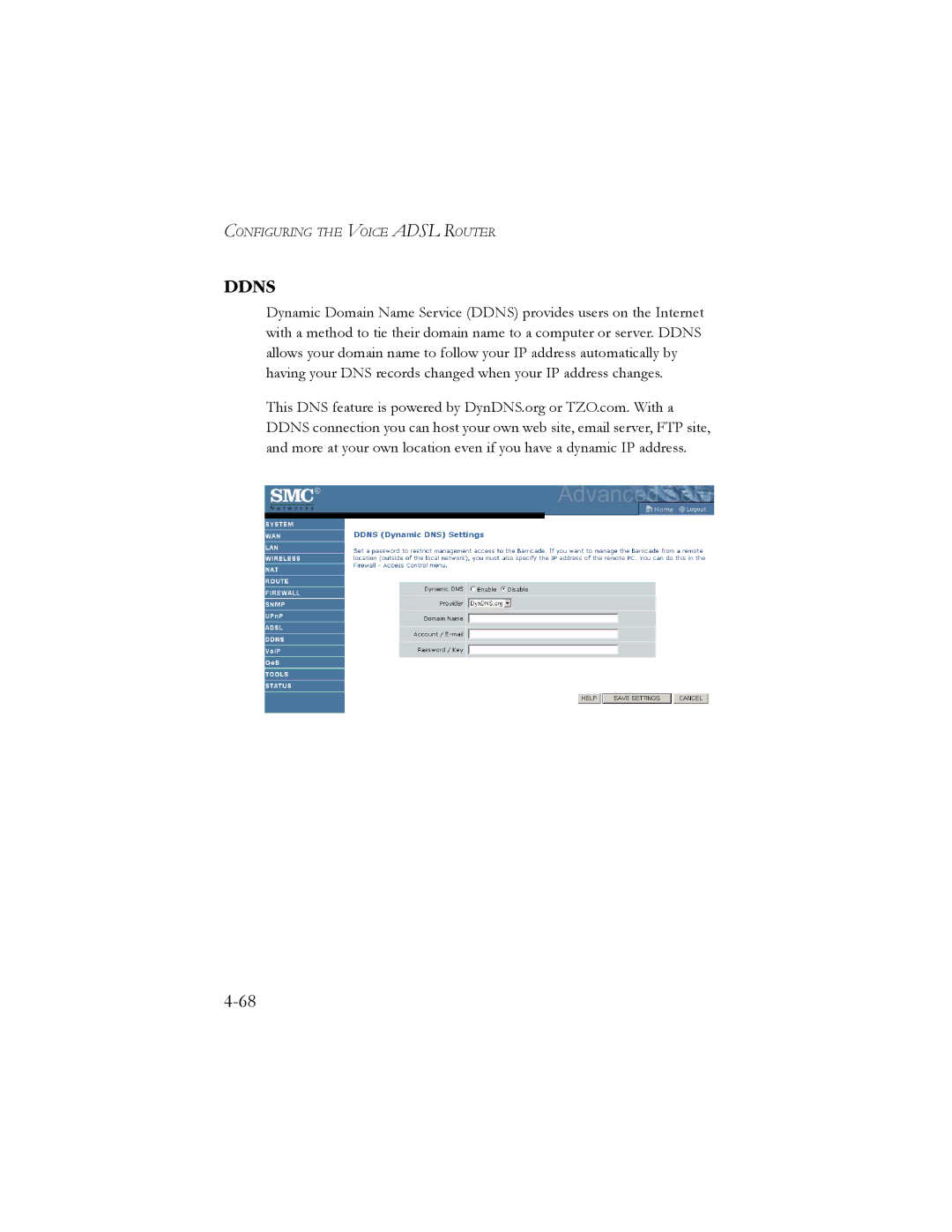 SMC Networks SMC7908VoWBRA manual Ddns 