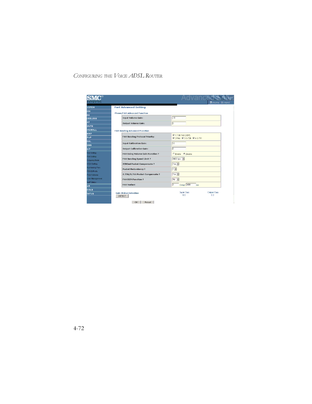 SMC Networks SMC7908VoWBRA manual Configuring the Voice Adsl Router 