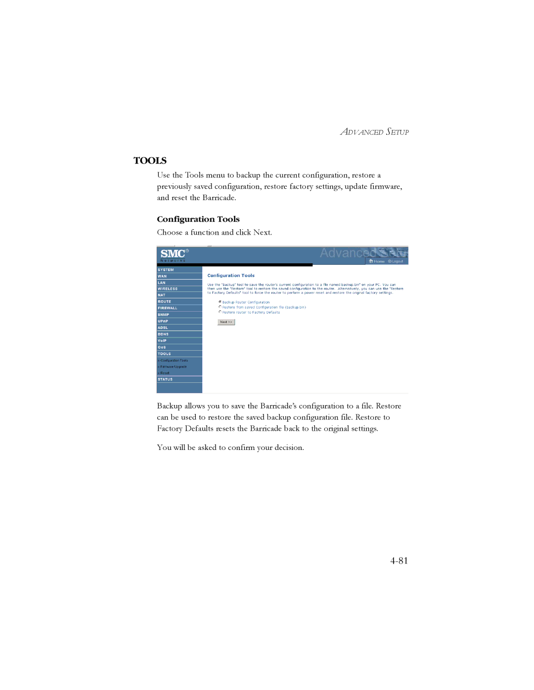 SMC Networks SMC7908VoWBRA manual Configuration Tools 