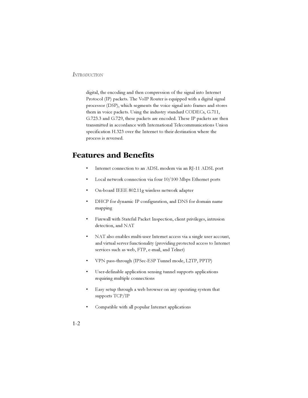 SMC Networks SMC7908VoWBRA manual Features and Benefits 