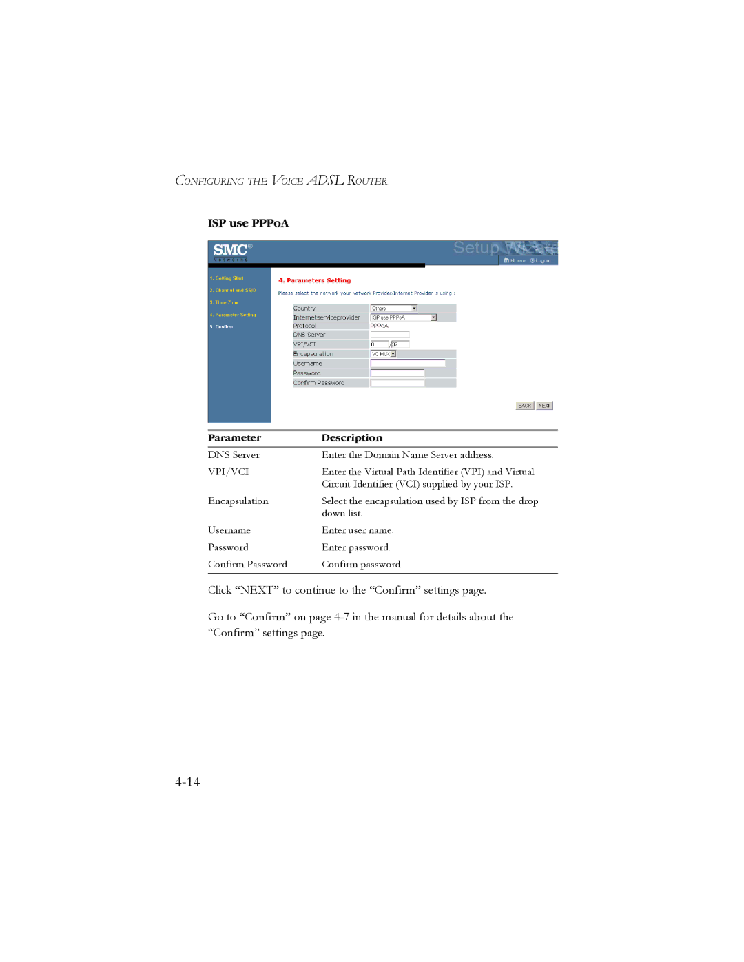 SMC Networks SMC7908VoWBRA manual ISP use PPPoA 