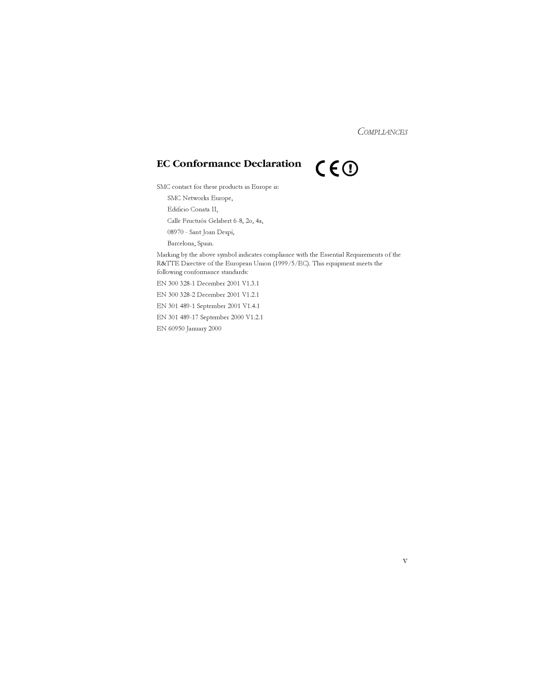 SMC Networks SMC7908VoWBRA manual EC Conformance Declaration 