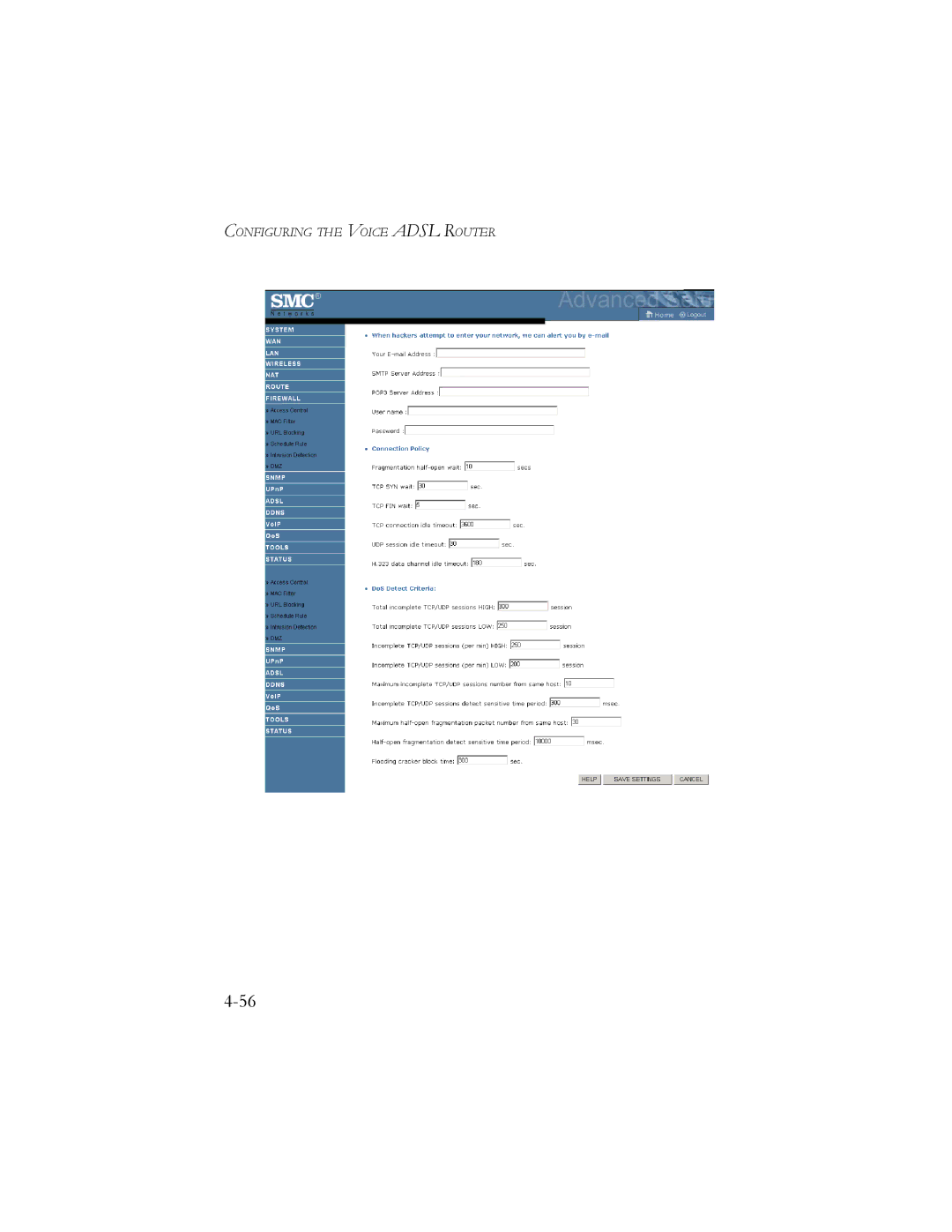 SMC Networks SMC7908VoWBRA manual Configuring the Voice Adsl Router 