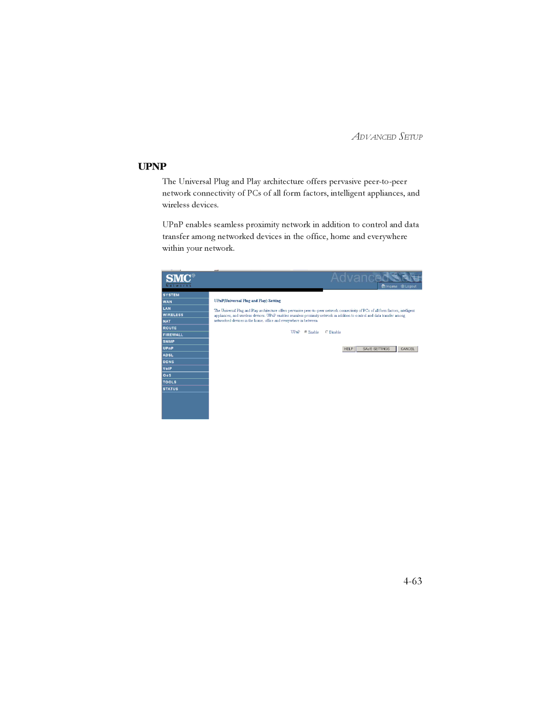 SMC Networks SMC7908VoWBRA manual Upnp 