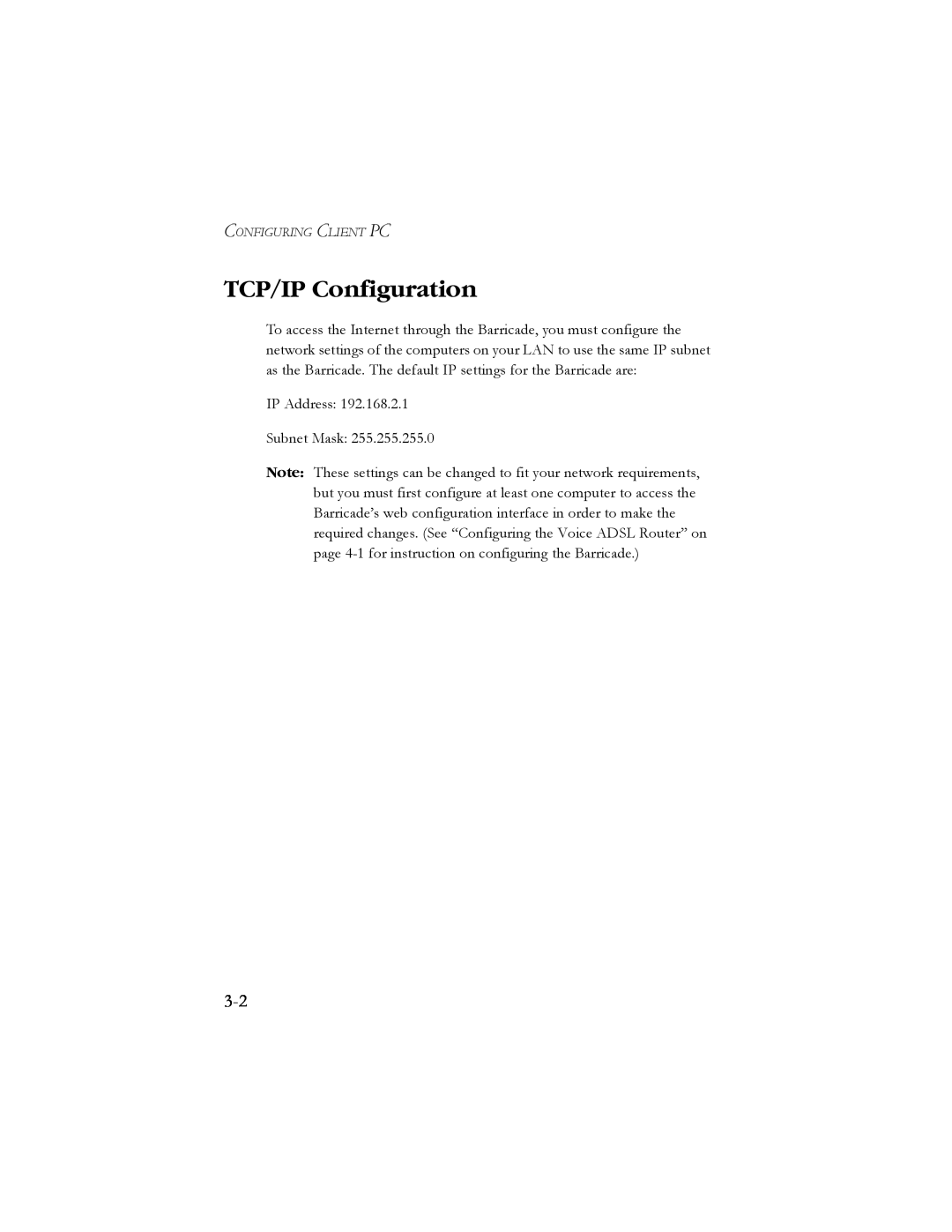 SMC Networks SMC7908VoWBRA manual TCP/IP Configuration 