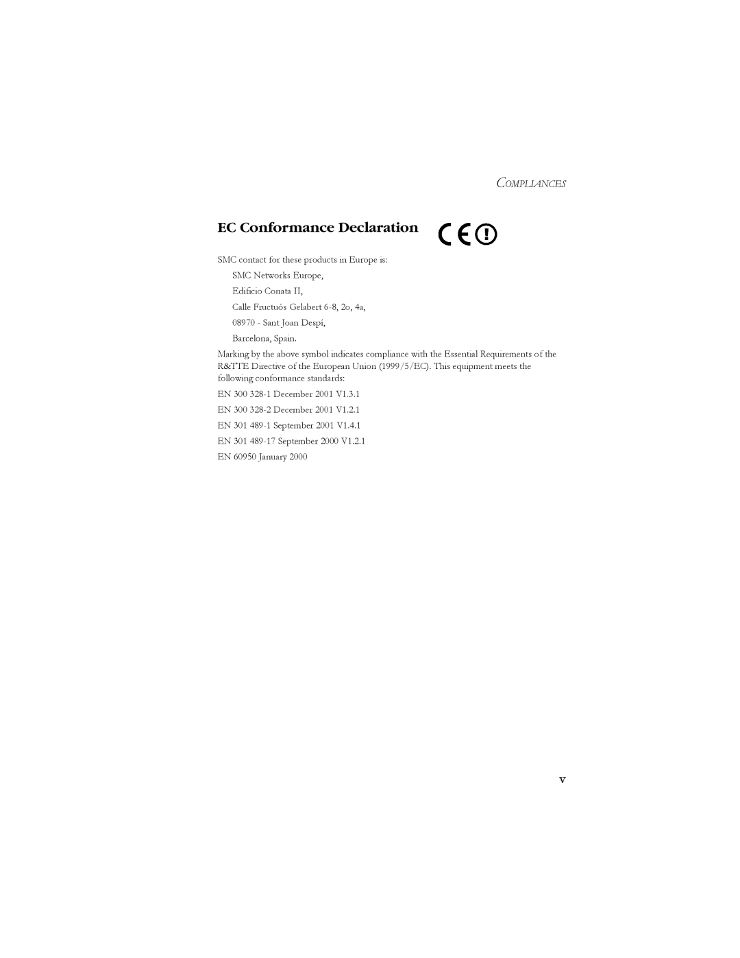 SMC Networks SMC7908VoWBRA manual EC Conformance Declaration, Compliances 