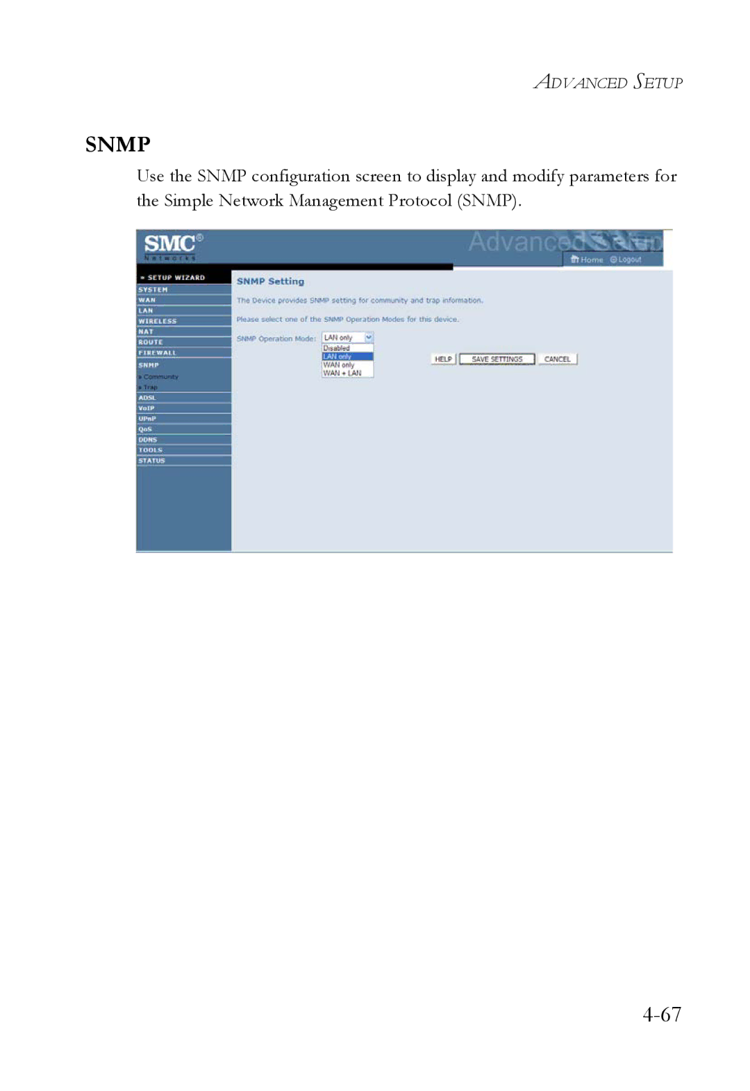 SMC Networks SMC7908VoWBRA2 manual Snmp 