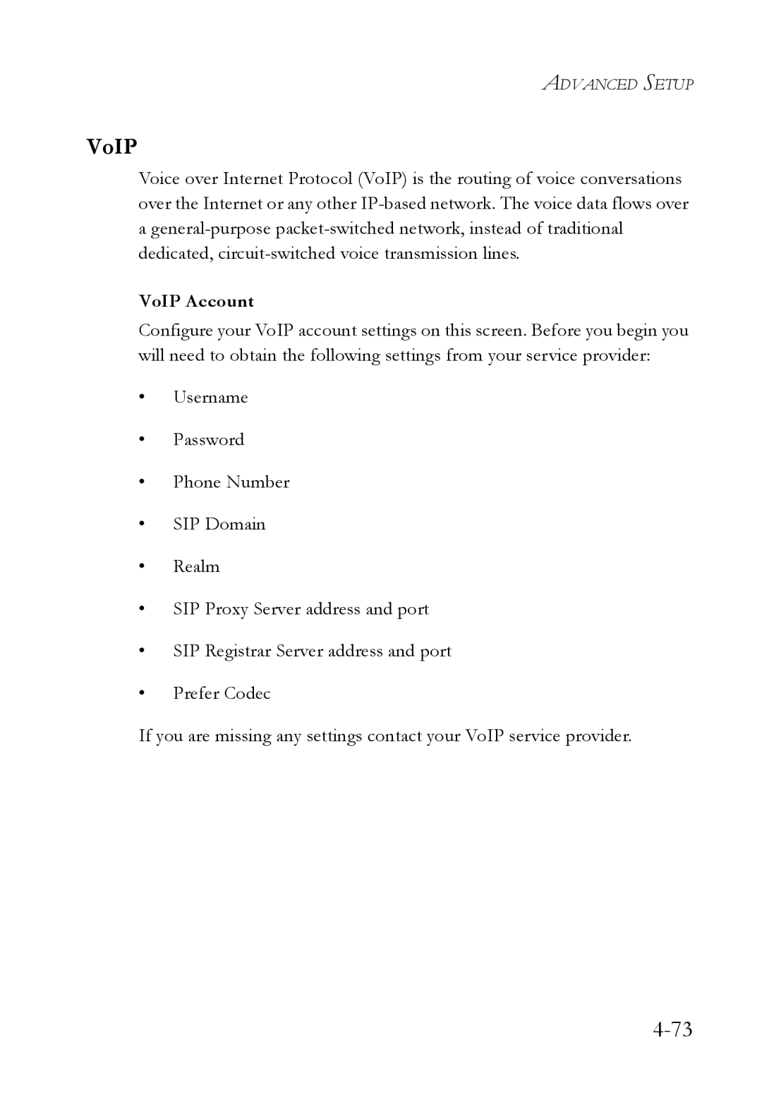 SMC Networks SMC7908VoWBRA2 manual VoIP Account 