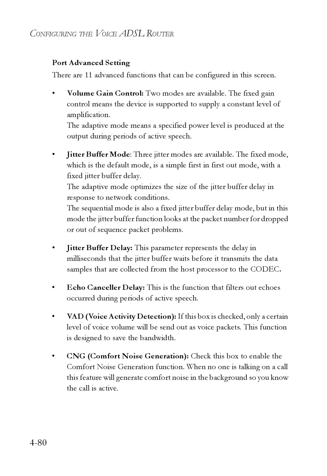 SMC Networks SMC7908VoWBRA2 manual Port Advanced Setting 