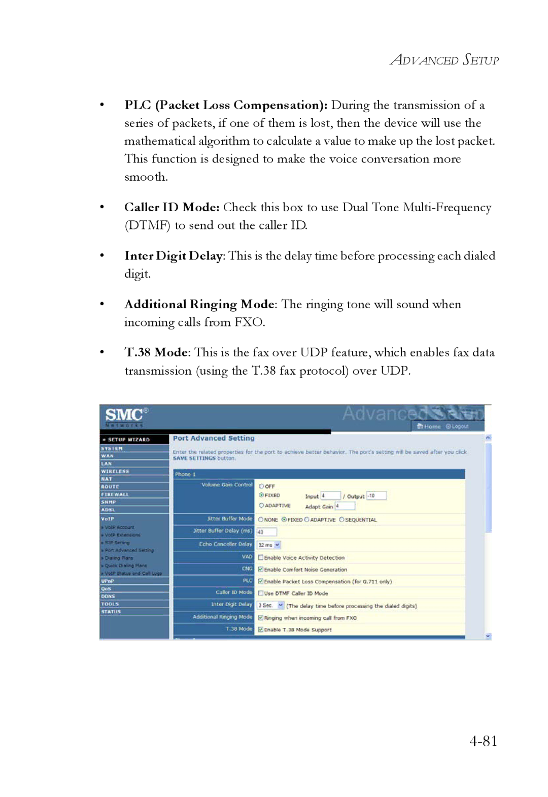 SMC Networks SMC7908VoWBRA2 manual Advanced Setup 