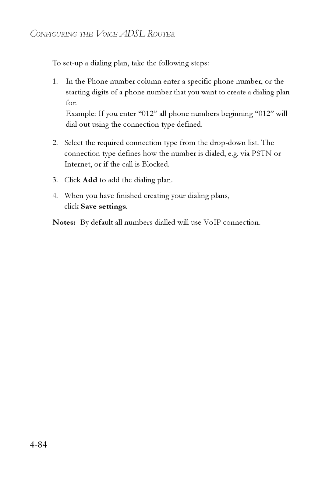 SMC Networks SMC7908VoWBRA2 manual Configuring the Voice Adsl Router 