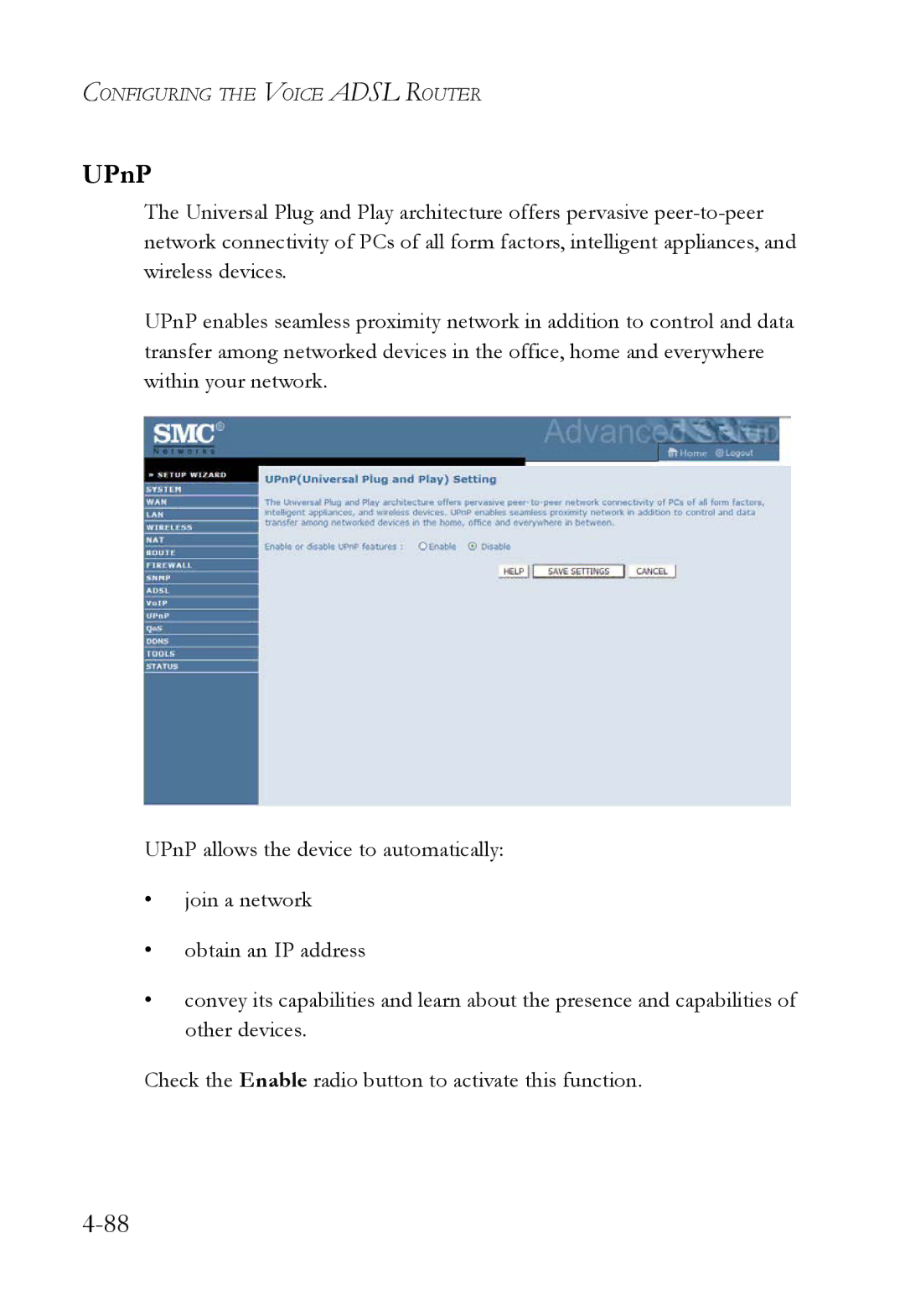 SMC Networks SMC7908VoWBRA2 manual UPnP 