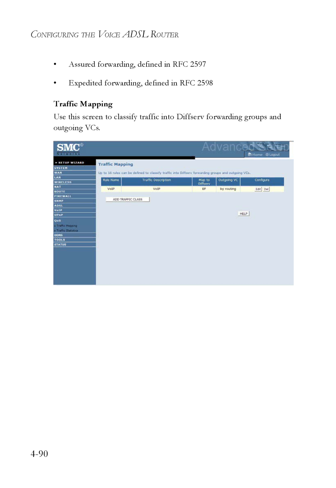 SMC Networks SMC7908VoWBRA2 manual Traffic Mapping 