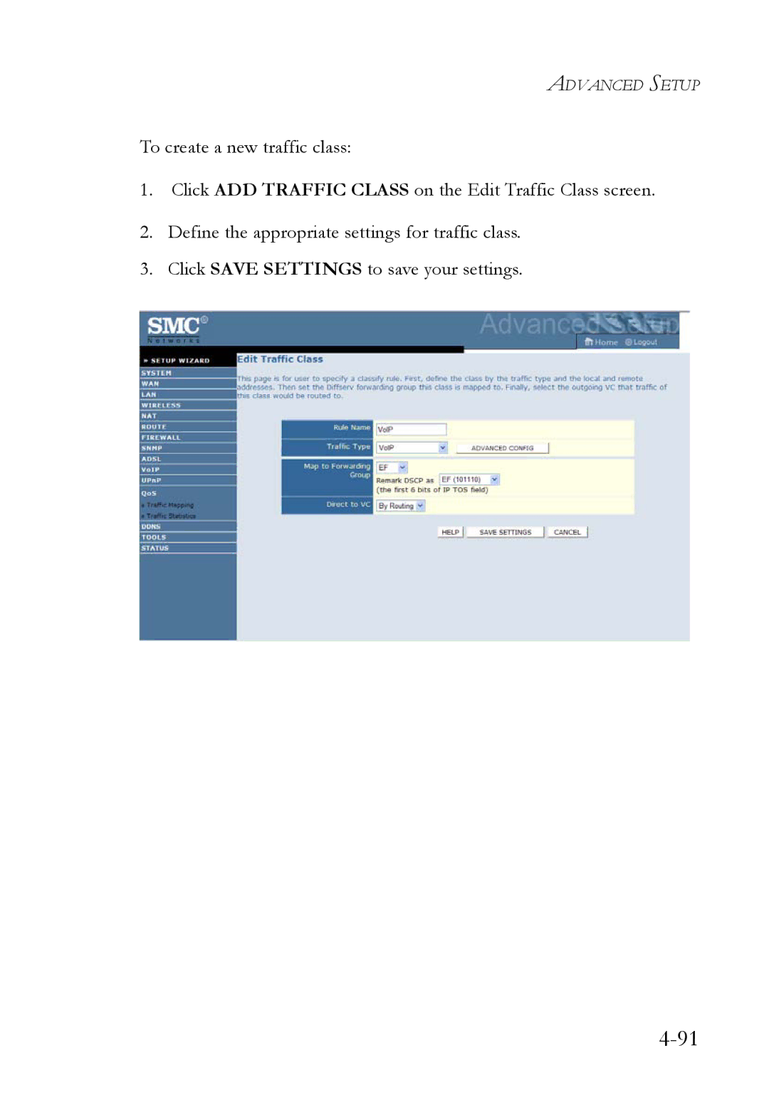 SMC Networks SMC7908VoWBRA2 manual Advanced Setup 