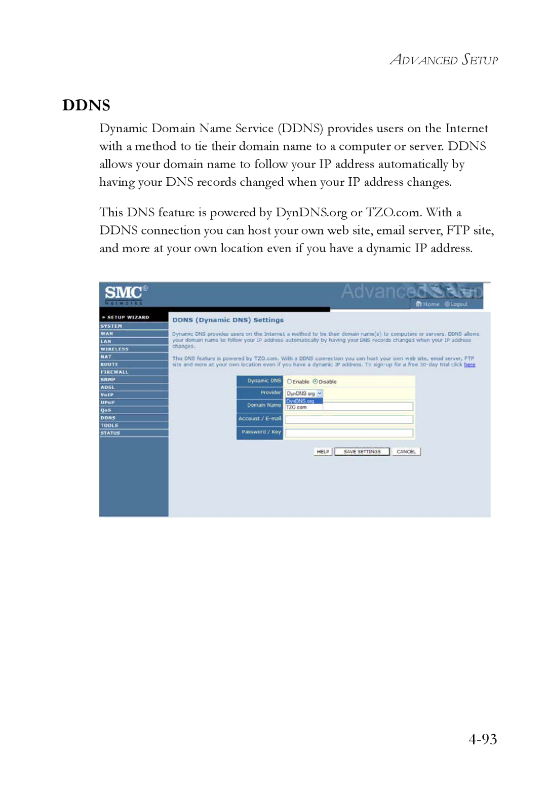 SMC Networks SMC7908VoWBRA2 manual Ddns 