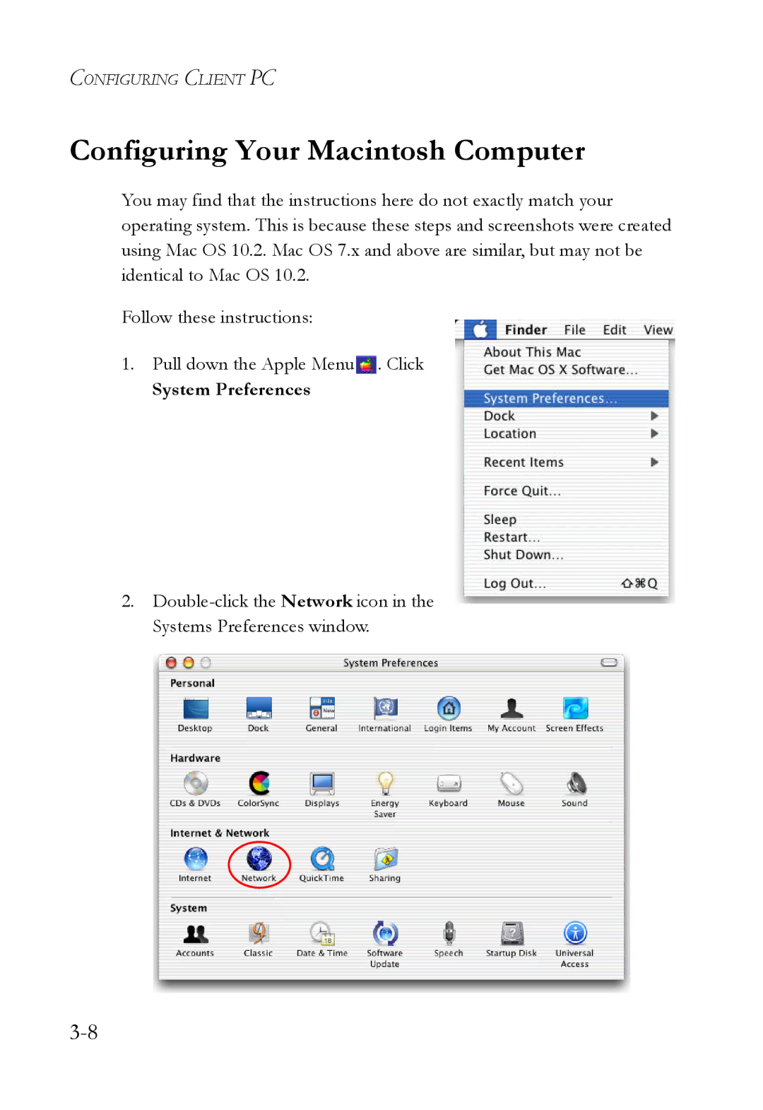 SMC Networks SMC7908VoWBRA2 manual Configuring Your Macintosh Computer, System Preferences 