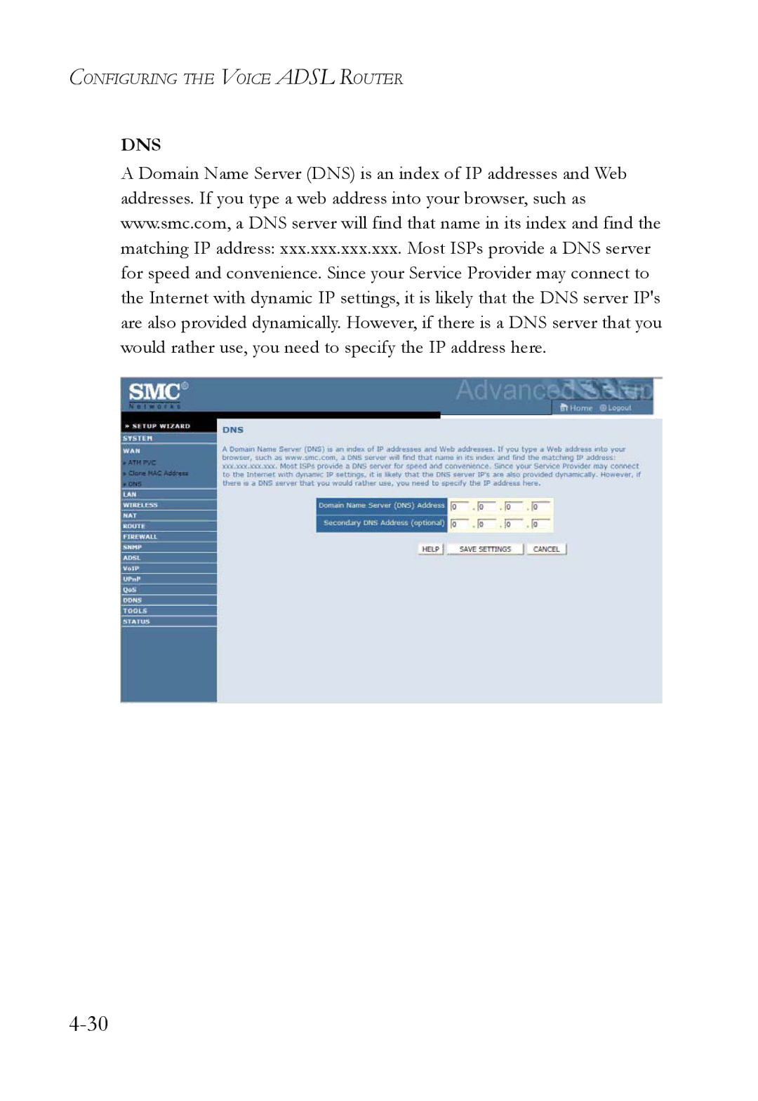 SMC Networks SMC7908VoWBRA2 manual Dns 