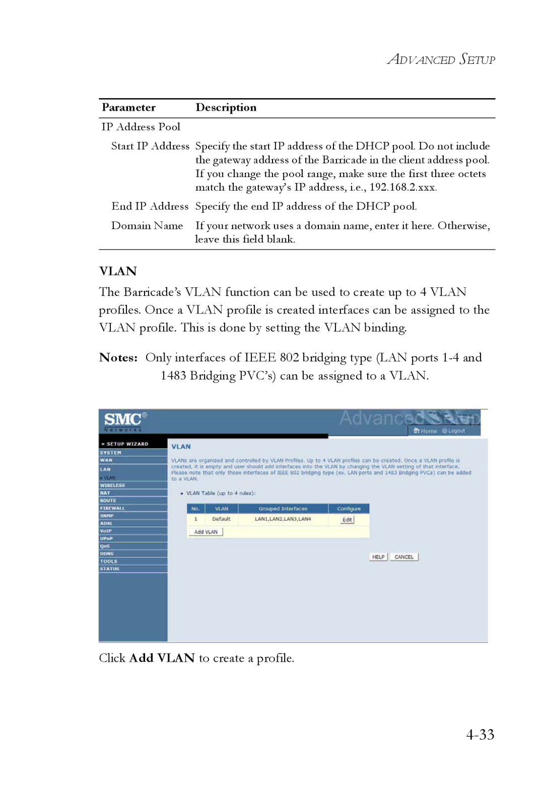 SMC Networks SMC7908VoWBRA2 manual Vlan 