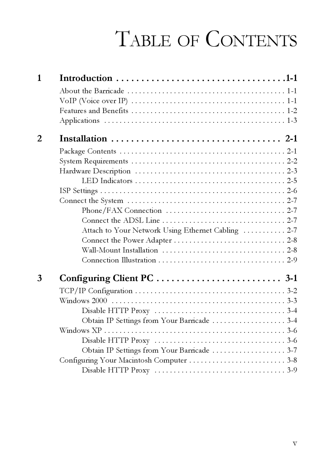 SMC Networks SMC7908VoWBRA2 manual Table of Contents 