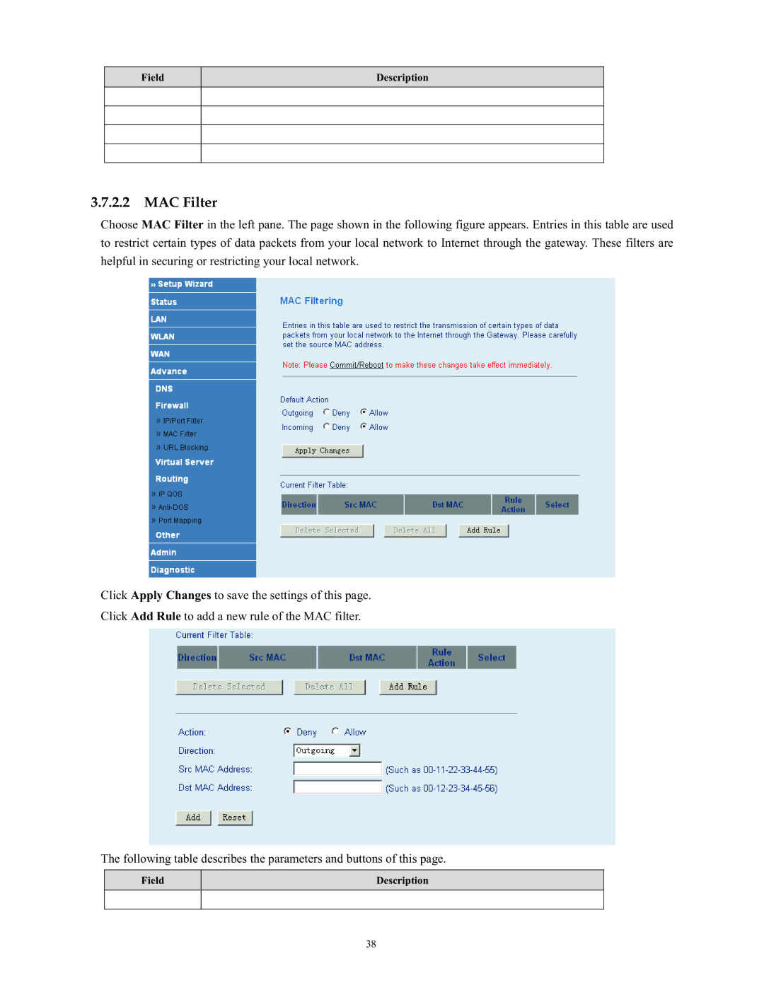 SMC Networks SMC790WBRA4 manual MAC Filter 