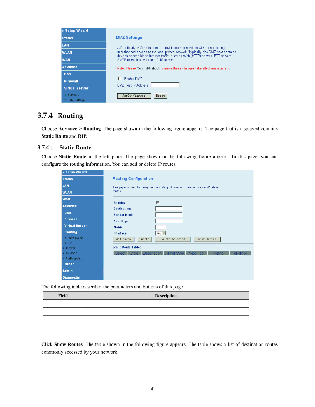 SMC Networks SMC790WBRA4 manual Routing, Static Route 