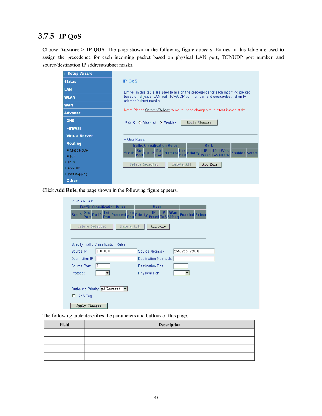 SMC Networks SMC790WBRA4 manual IP QoS 