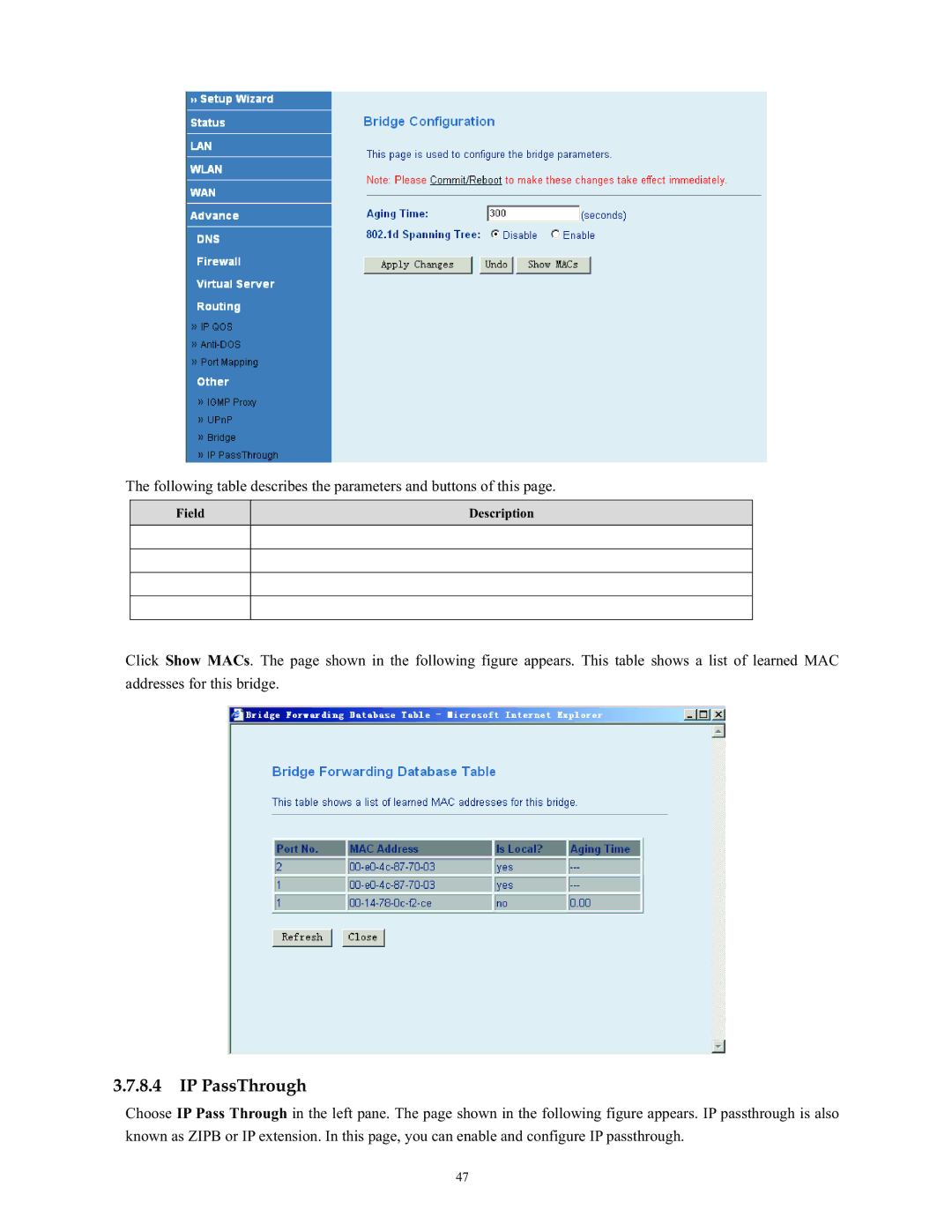 SMC Networks SMC790WBRA4 manual IP PassThrough 