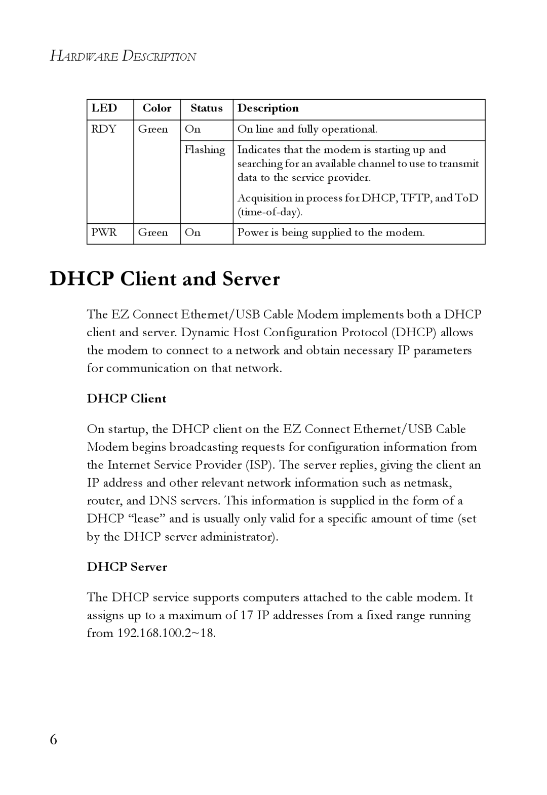 SMC Networks SMC8011CM manual Dhcp Client and Server, Dhcp Server 