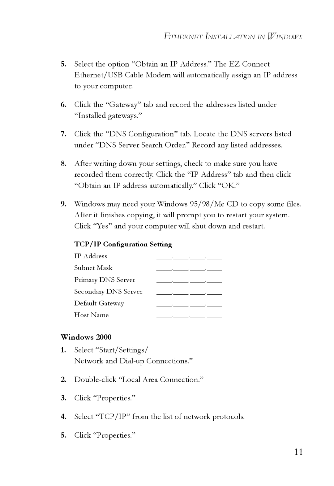 SMC Networks SMC8011CM manual Windows 