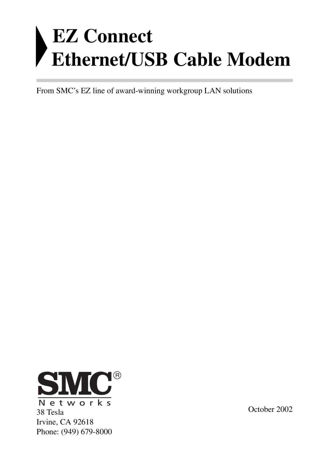 SMC Networks SMC8011CM manual EZ Connect Ethernet/USB Cable Modem 