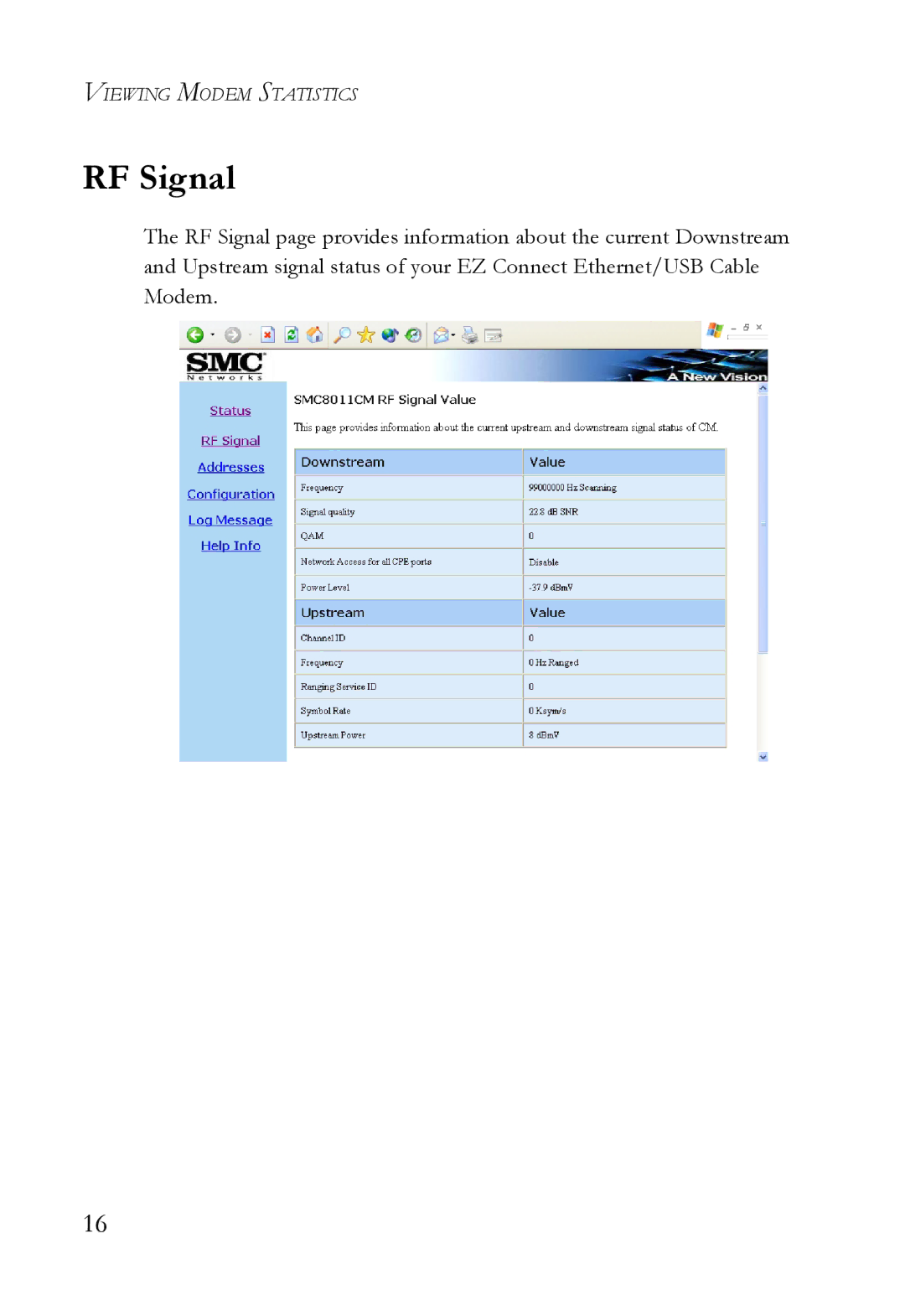 SMC Networks SMC8011CM manual RF Signal 