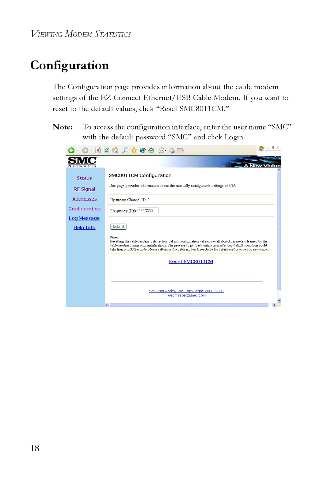 SMC Networks SMC8011CM manual Configuration 