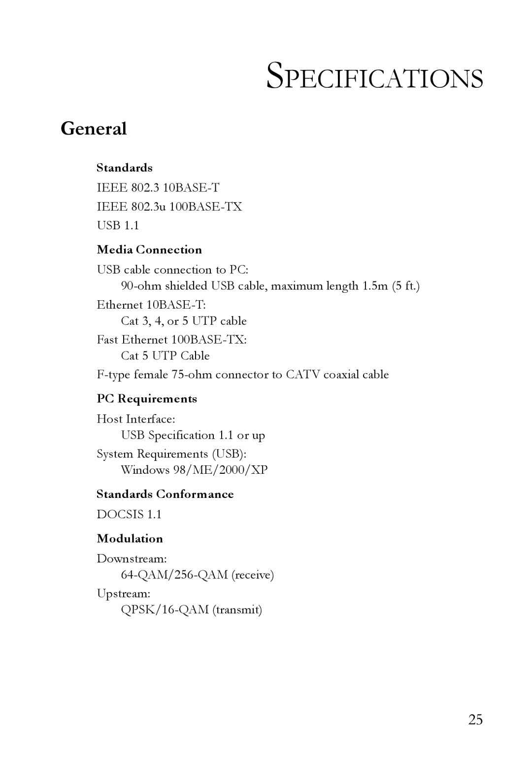 SMC Networks SMC8011CM manual Specifications 