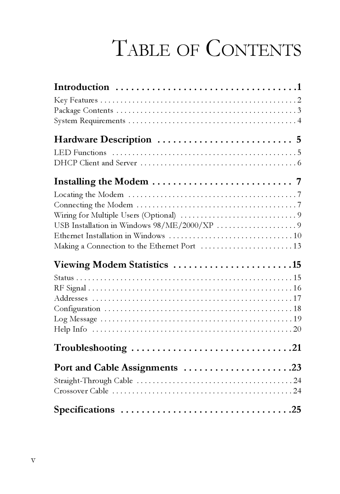 SMC Networks SMC8011CM manual Table of Contents 