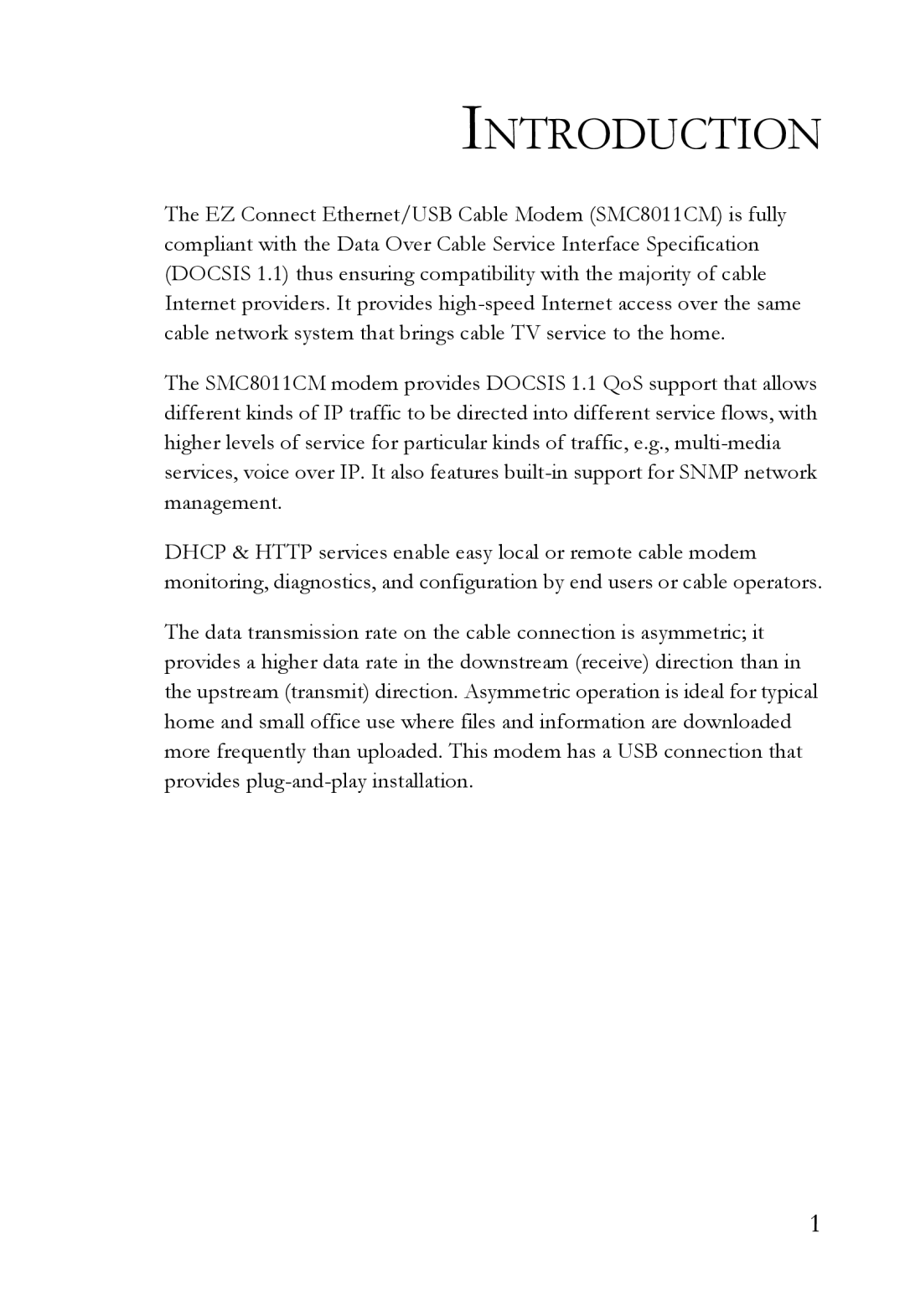 SMC Networks SMC8011CM manual Introduction 