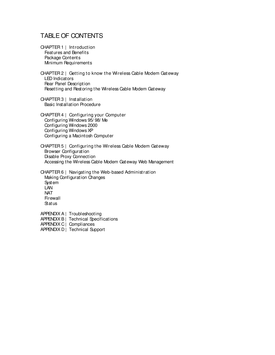 SMC Networks SMC8013WG manual Table of Contents 