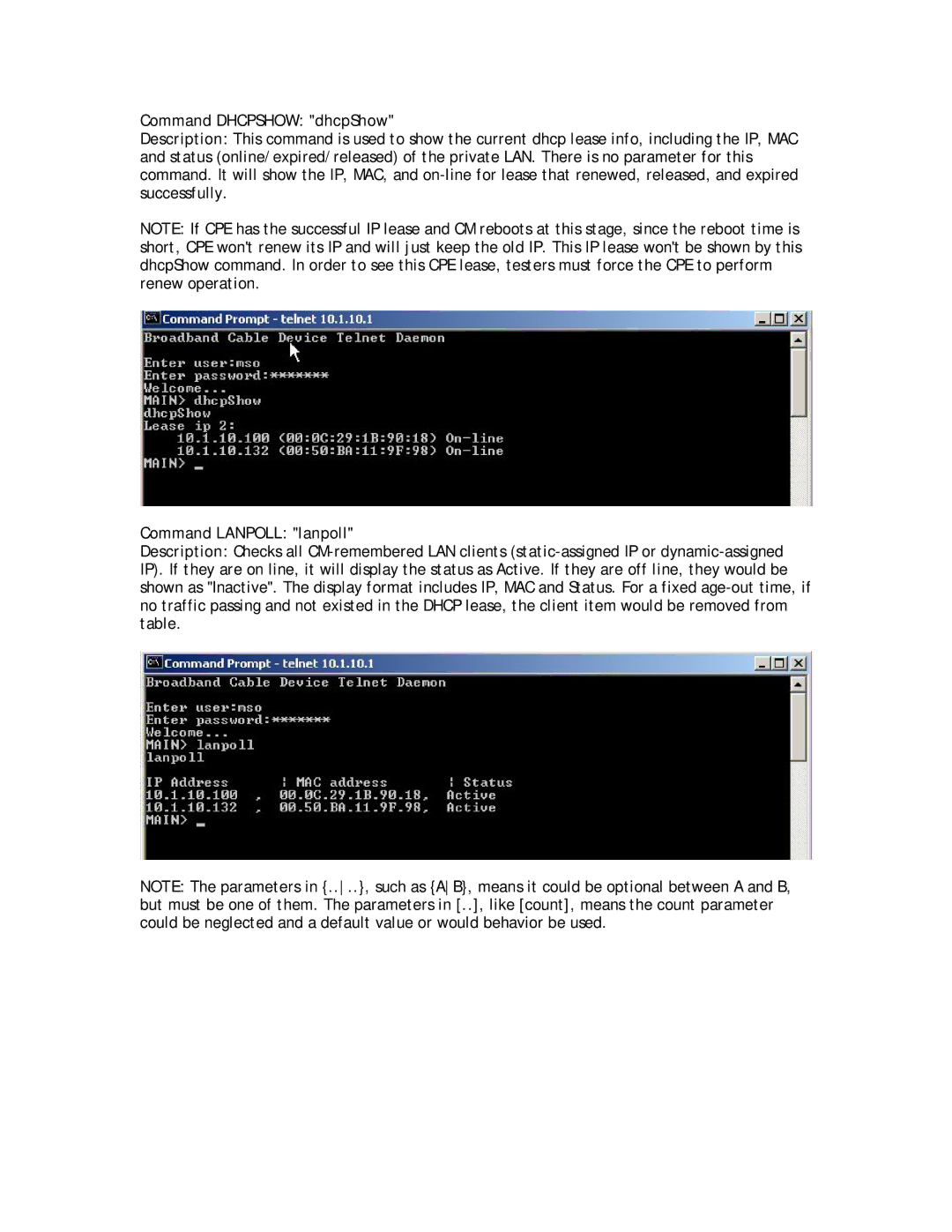 SMC Networks SMC8013WG manual Command Dhcpshow dhcpShow, Command Lanpoll lanpoll 