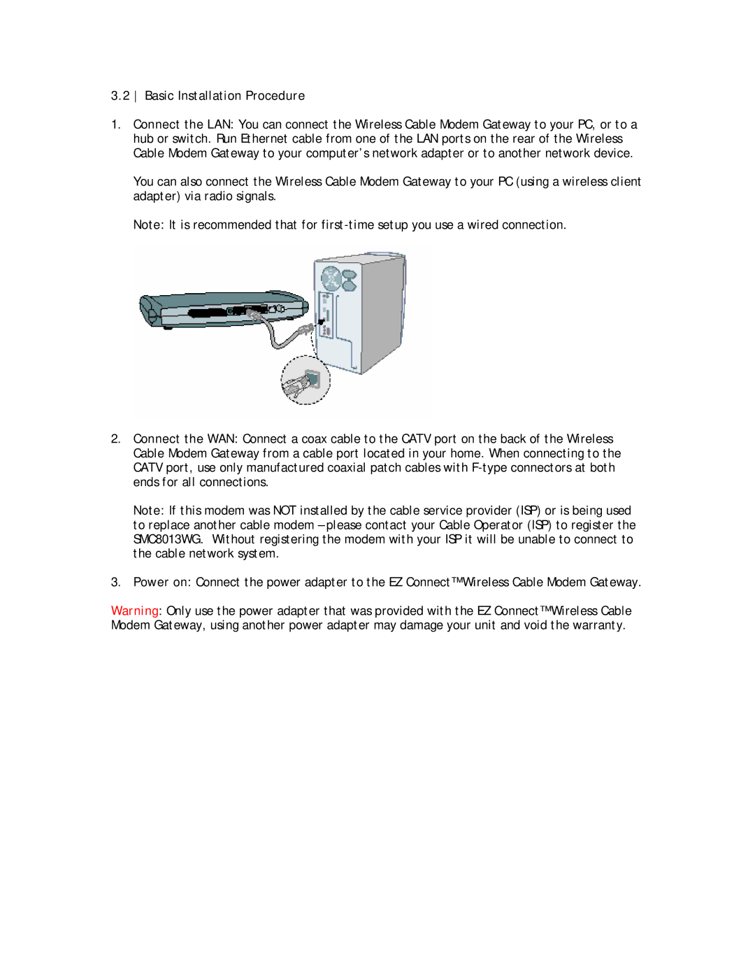 SMC Networks SMC8013WG manual Basic Installation Procedure 