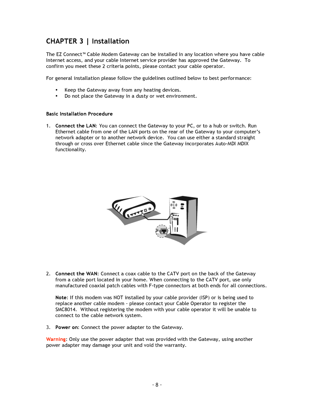 SMC Networks SMC8014 manual Basic Installation Procedure 