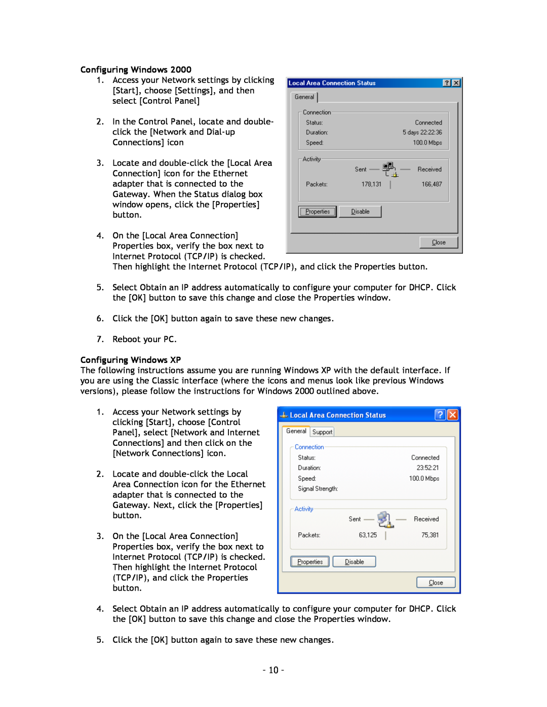 SMC Networks SMC8014 manual Configuring Windows XP 